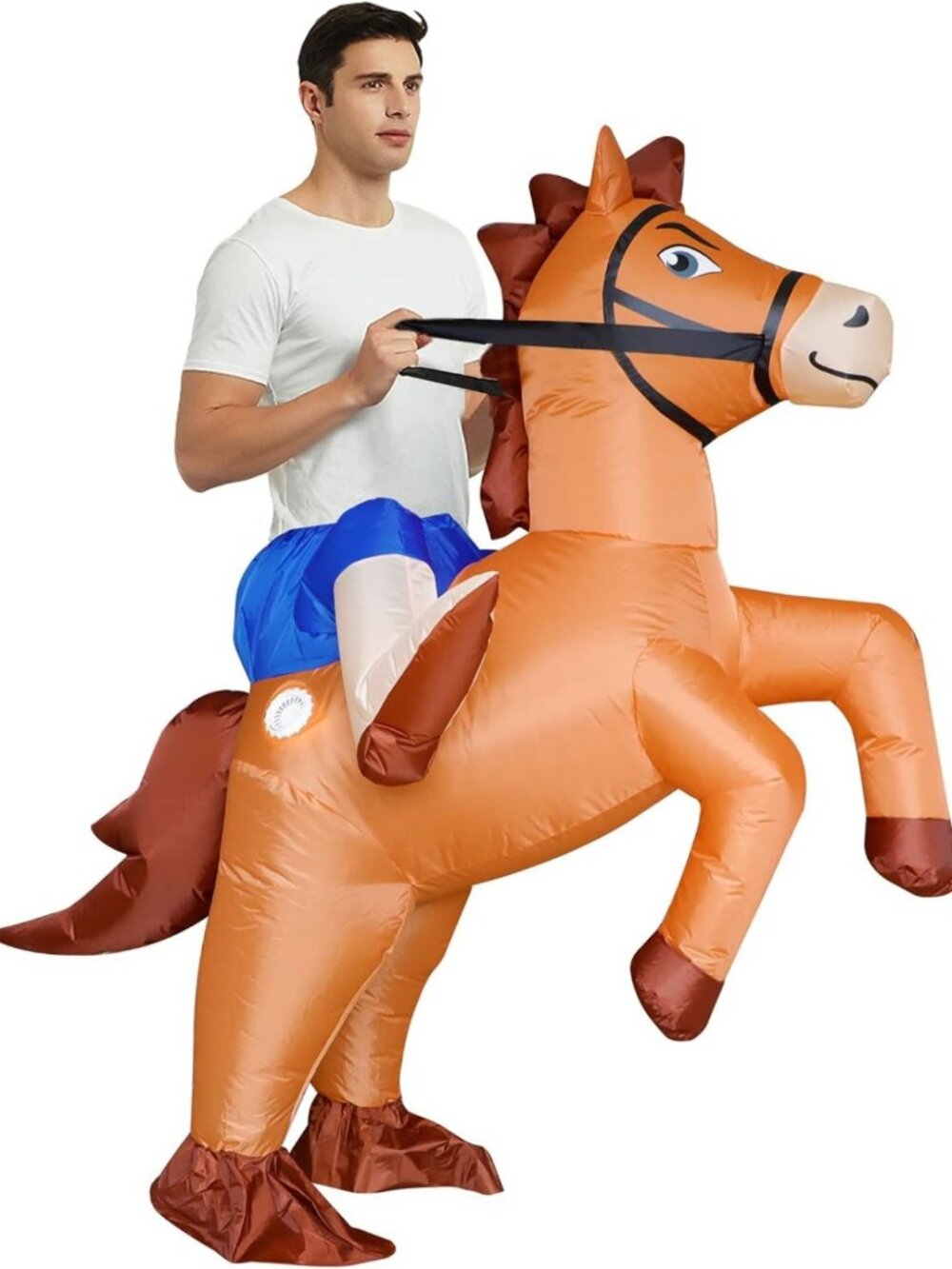 Funny Inflatable Ride-On Horse Costume for Adults - Blow Up Cowboy Suit for